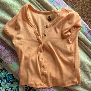 Pale Orange Button Up Crop Top